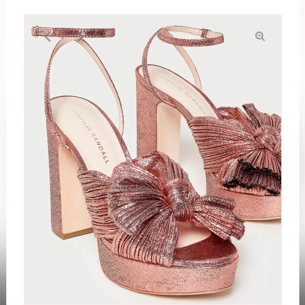 Loeffler Randall Natalia Platform Bow Heel ~ Metallic Rose. Excel…